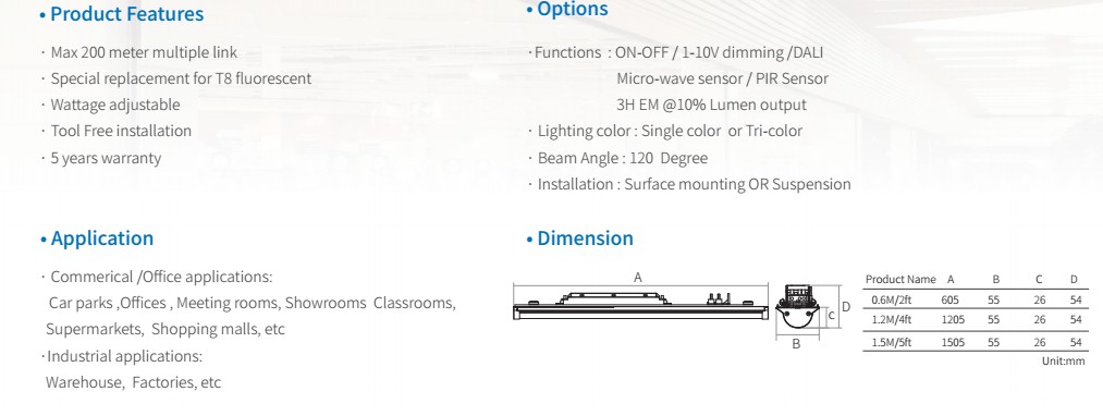 led T8 tube module trunk linear system